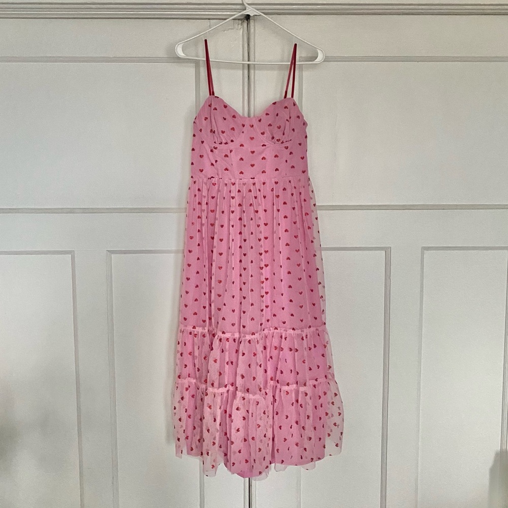 Betsey Johnson pink hearts tulle dress - NWT, RUNS SMALL!!